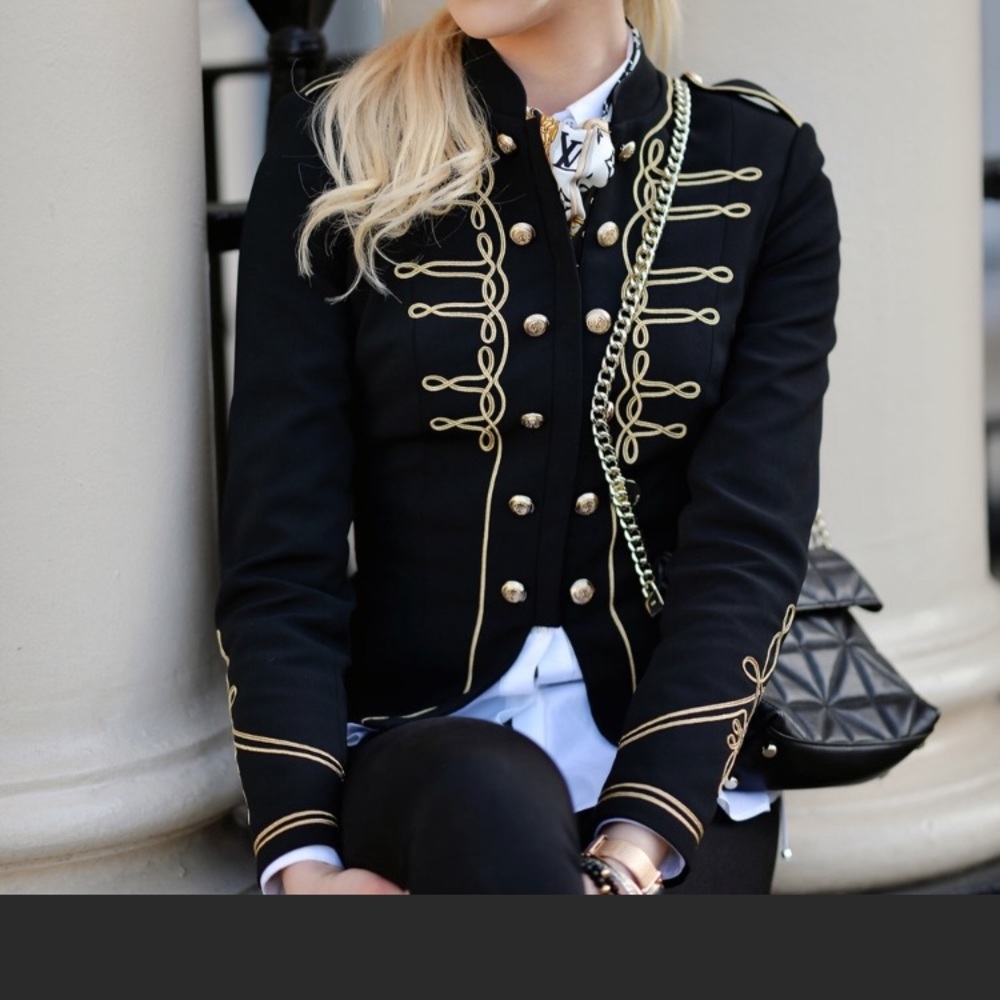Karen Millen Black and Gold Military Jacket